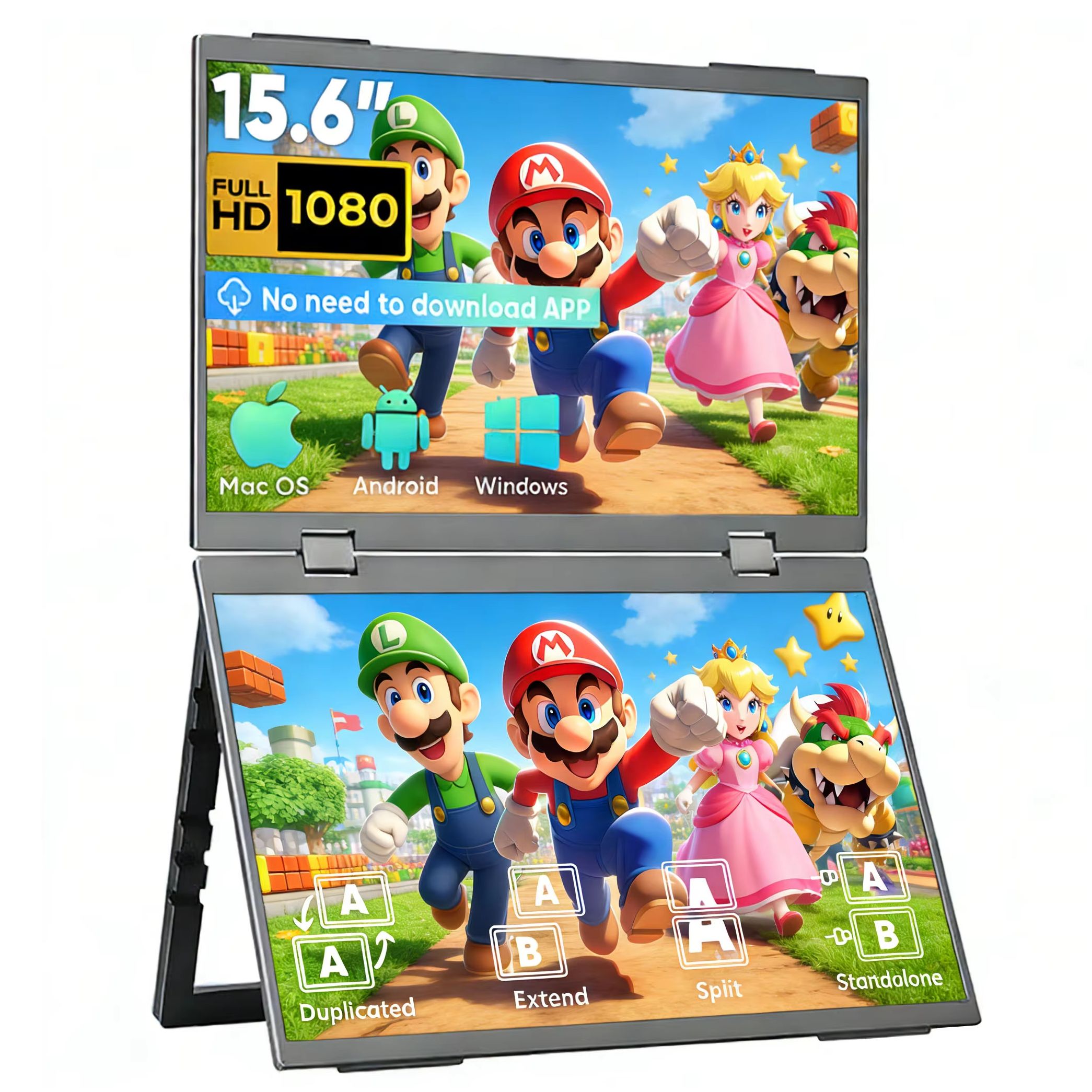 Portable Monitor 15.6 Inch 1080P Type C - 15.6インチ ポータブル デュアルモニター 60Hz 1080P 72%