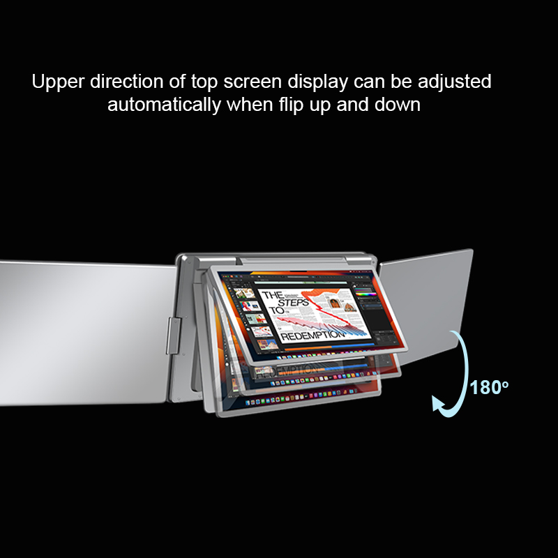 Triple Screen Laptop Monitor Foldable - ノートパソコン用ポータブルトリプルモニター FHD TFT IPS 折りたたみ式ホルダー デュアル拡張スクリーン