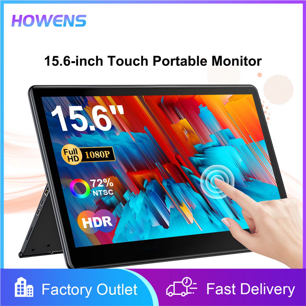 Portable Monitor 15.6 Inch 1080P Type C - 15.6インチ ポータブルタッチディスプレイ スタンド付き FHD 1080P PC、携帯電話、ノートパソコン対応