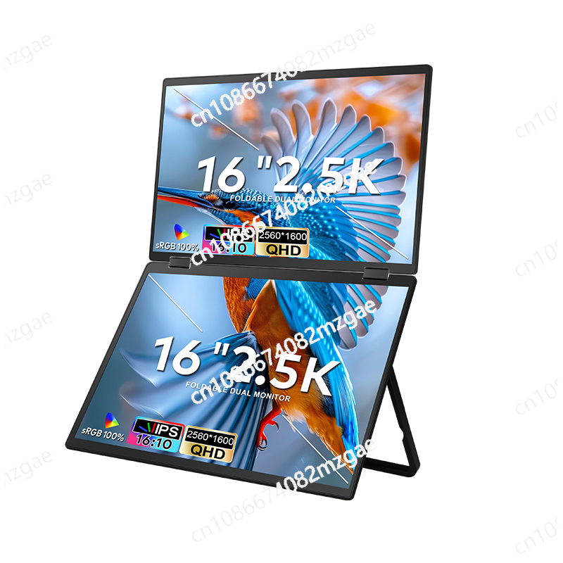 Dual Screen Portable Monitor Extender - 2.5K高解像度16インチQHDポータブルモニターLCD/LEDディスプレイデュアルラップトップスクリーンエクステンダートリプルモニター（旅行・ビジネス用）
