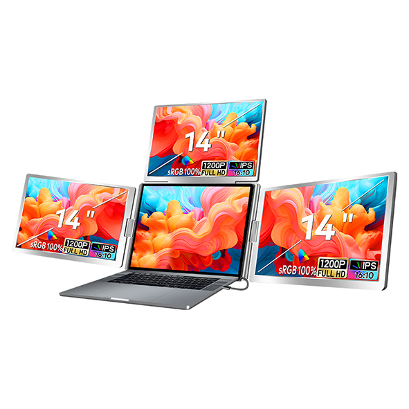 Dual Screen Portable Monitor Extender - 14インチ クアッドラップトップスクリーンエクステンダー FHD 1200P IPS トリプルポータブルモニター