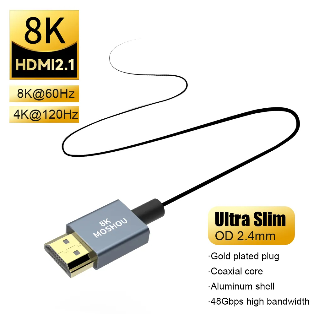 Mini Hdmi To Hdmi Cable Ultra Slim - MOSHOU HDMI 2.1 8K 60Hz 超スリム