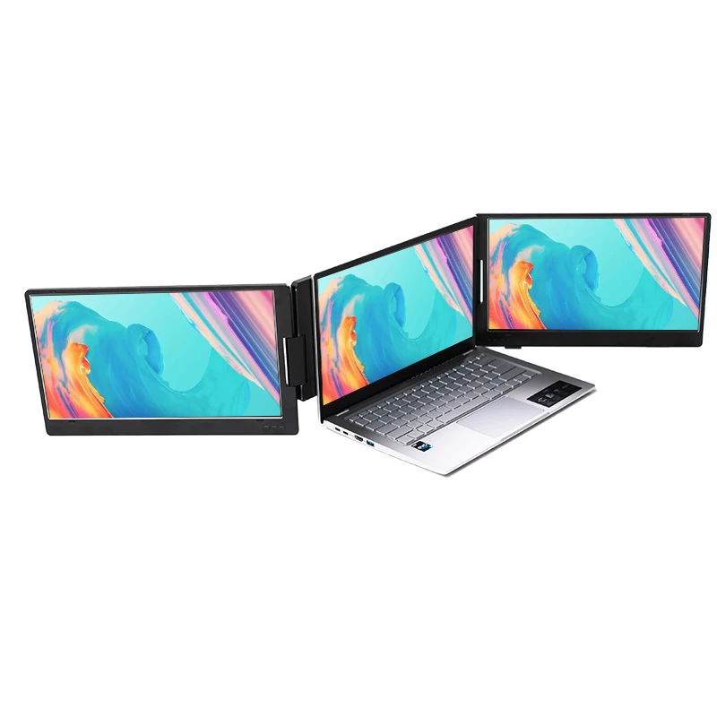 Triple Screen Laptop Monitor Foldable - 14インチ デュアル トリプル ポータブル 拡張型 ノートパソコン用モニター