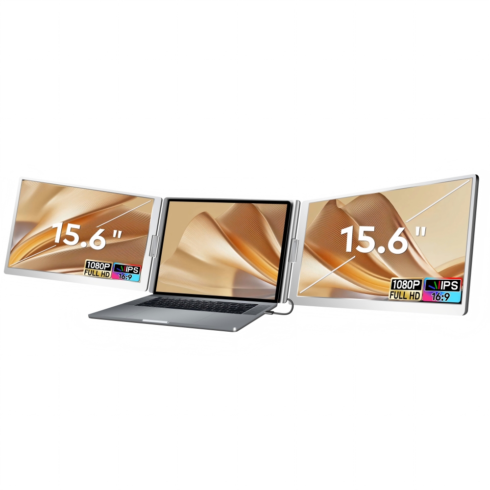 Dual Screen Portable Monitor Extender - 工場卸売 15.6インチ ポータブルモニター デュアル1920*1080 IPS液晶ディスプレイ搭載 WindowsおよびMacBookノートパソコン用画面拡張器