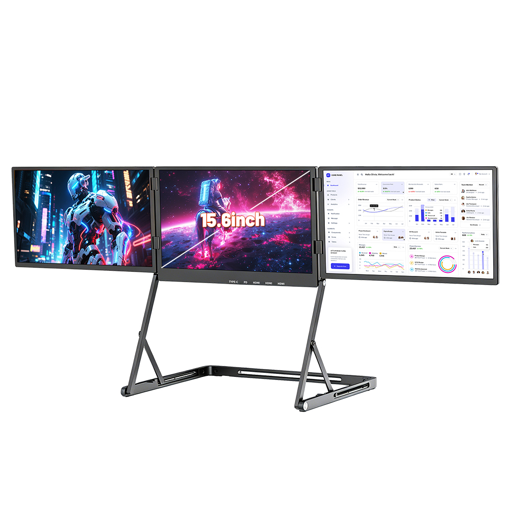 Triple Screen Laptop Monitor Foldable - ホットセール卸売 14インチ 15.6インチ 折りたたみ式トリプルスクリーン ポータブルモニター 1080p