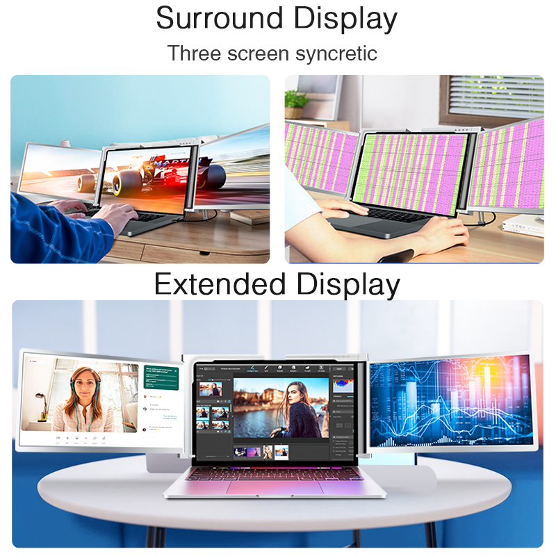 ノートパソコン用ポータブルモニター デュアルスクリーン トリ - Triple Screen Laptop Monitor Foldable のレビューと価格