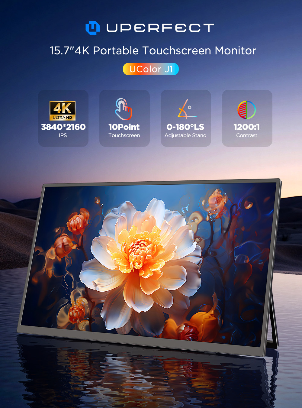 UPERFECT 4K UHD ポータブル モニター 15. - Portable Touchscreen Monitor For Laptop のレビューと価格