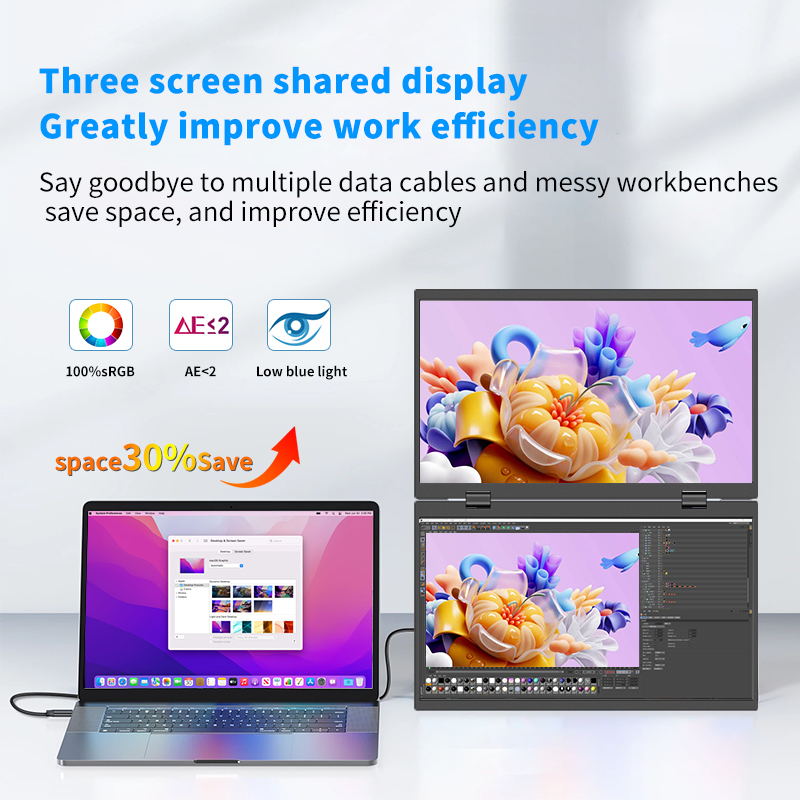 HGFRTEE 15.6 インチ デュアル ポータブル モニ - Triple Screen Laptop Monitor Foldable のレビューと価格
