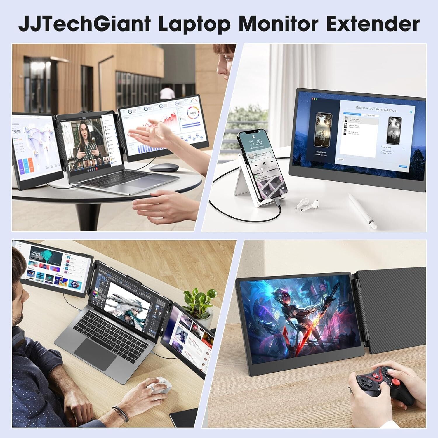 S2 14インチ FHD 1080P IPS ノートパソコン - Triple Screen Laptop Monitor Foldable のレビューと価格