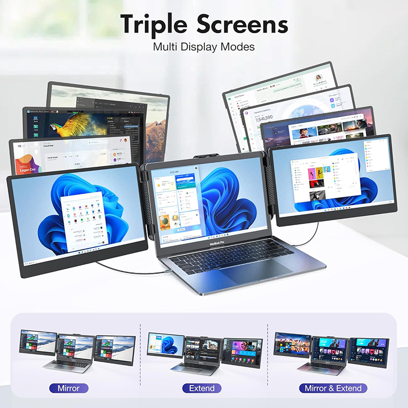 工場直送のポータブルモニター。14インチIPS液晶、トリプル - Dual Screen Portable Monitor Extender のレビューと価格