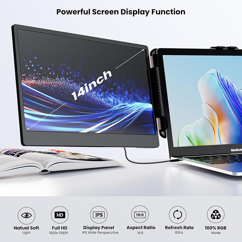 工場直送のポータブルモニター。14インチIPS液晶、トリプル - Dual Screen Portable Monitor Extender のレビューと価格
