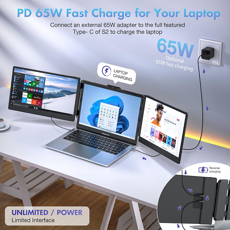 工場直送のポータブルモニター。14インチIPS液晶、トリプル - Dual Screen Portable Monitor Extender のレビューと価格