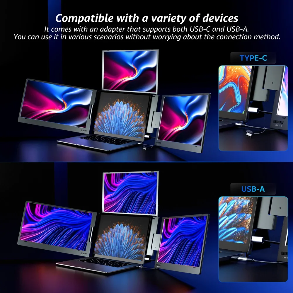 トリプルスクリーン14インチポータブルオフィス - ノートパ - Triple Screen Laptop Monitor Foldable のレビューと価格