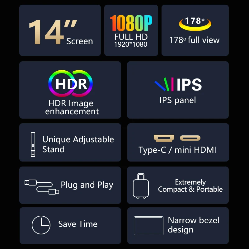 2026年 プラグアンドプレイ 14インチ デュアルスクリー - Dual Screen Portable Monitor Extender のレビューと価格