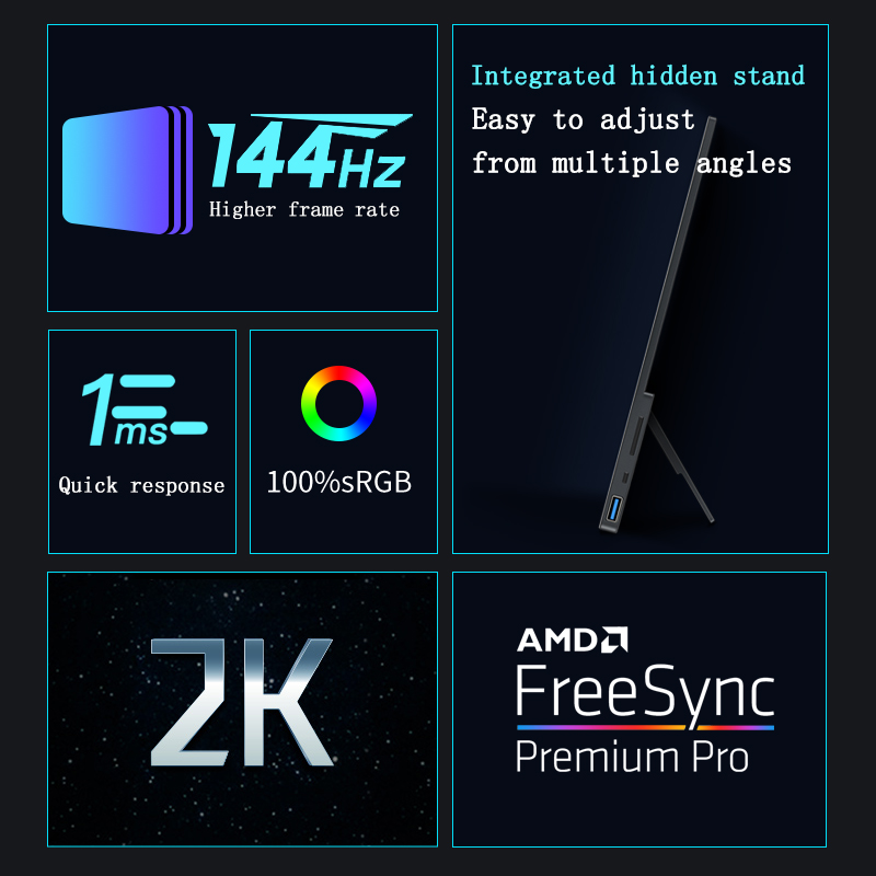 17.3インチ、2K、144Hz、ポータブルモニター、タッチ - Portable Gaming Monitor 144Hz 17.3 Inch のレビューと価格