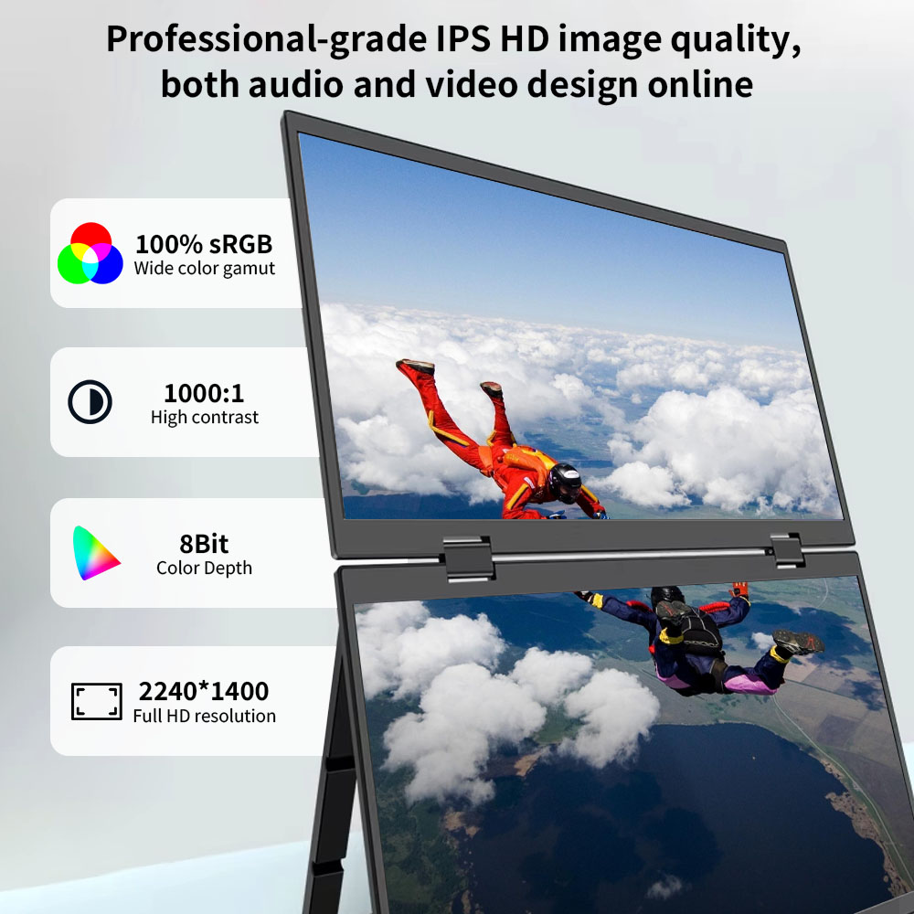 14インチデュアルポータブルモニター 2.2K スタックディ - Dual Screen Portable Monitor Extender のレビューと価格
