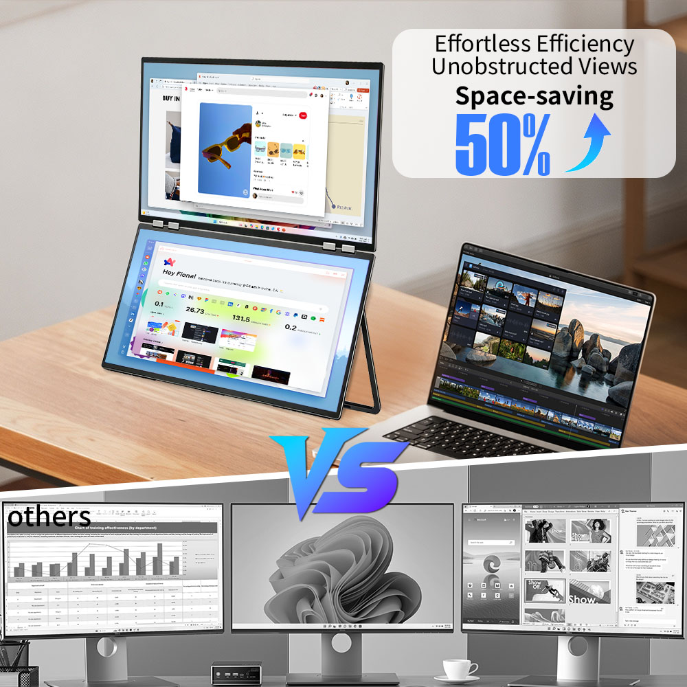 14インチデュアルポータブルモニター 2.2K スタックディ - Dual Screen Portable Monitor Extender のレビューと価格