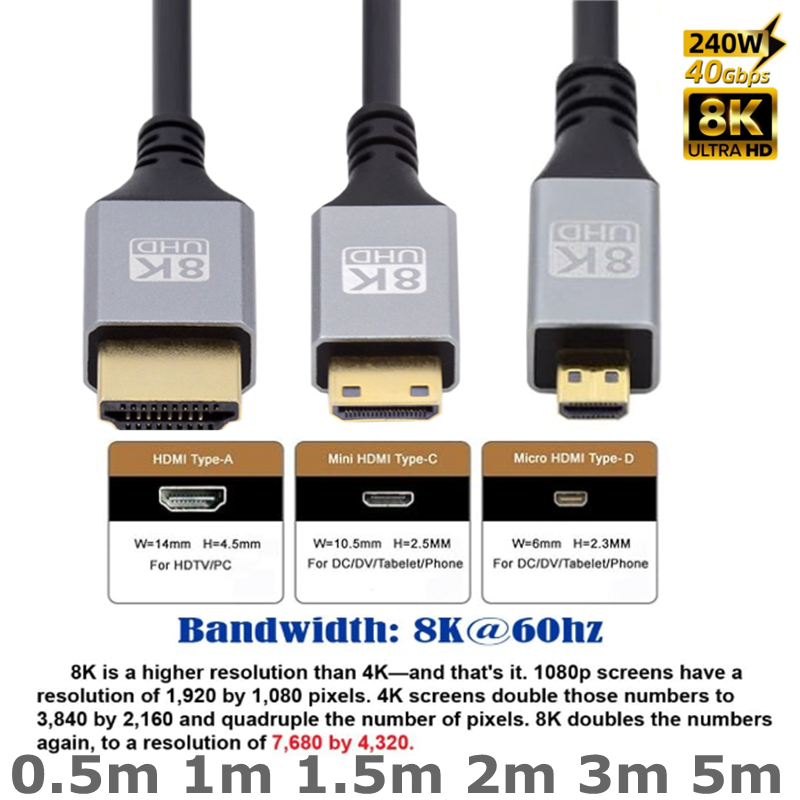 8K HD からマイクロミニ HDMI 互換接続ケーブル、ス - Mini Hdmi To Hdmi Cable Ultra Slim のレビューと価格