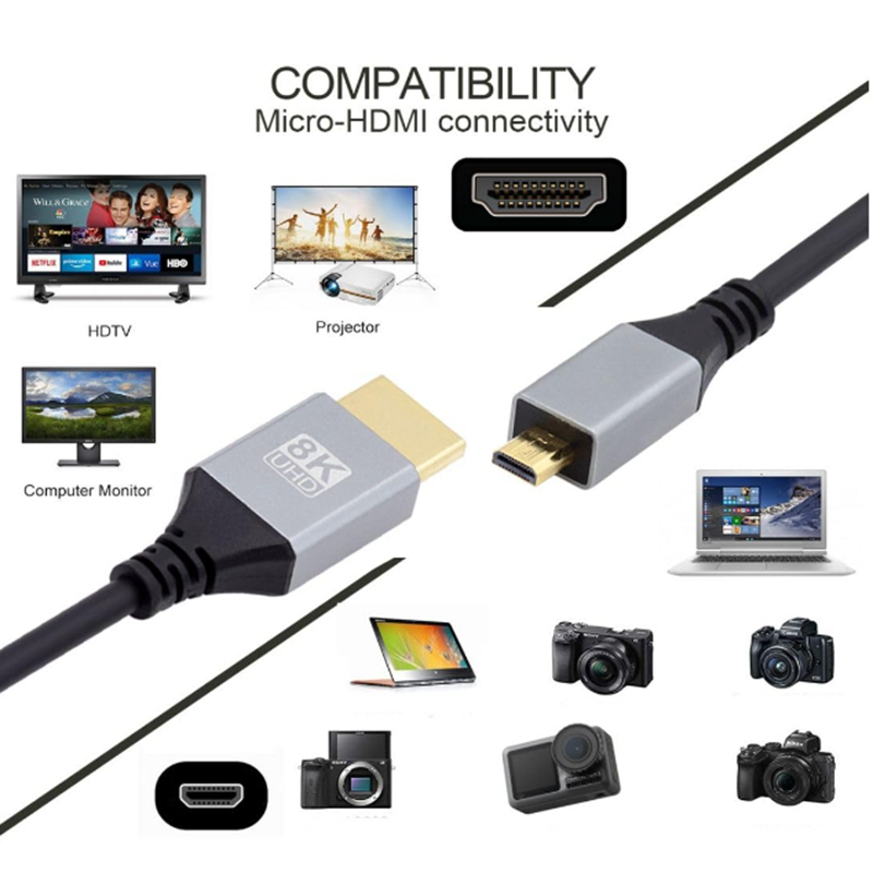 8K HD からマイクロミニ HDMI 互換接続ケーブル、ス - Mini Hdmi To Hdmi Cable Ultra Slim のレビューと価格