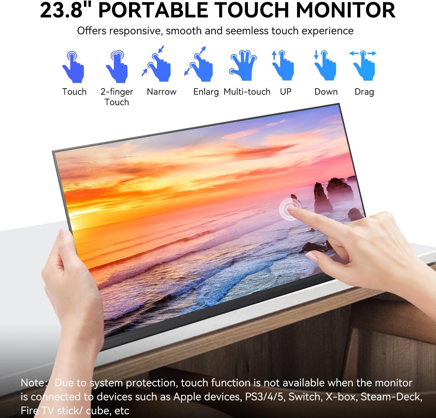 AHXJKA 23.8インチ 120Hz ポータブルタッチス - Portable Touchscreen Monitor For Laptop のレビューと価格