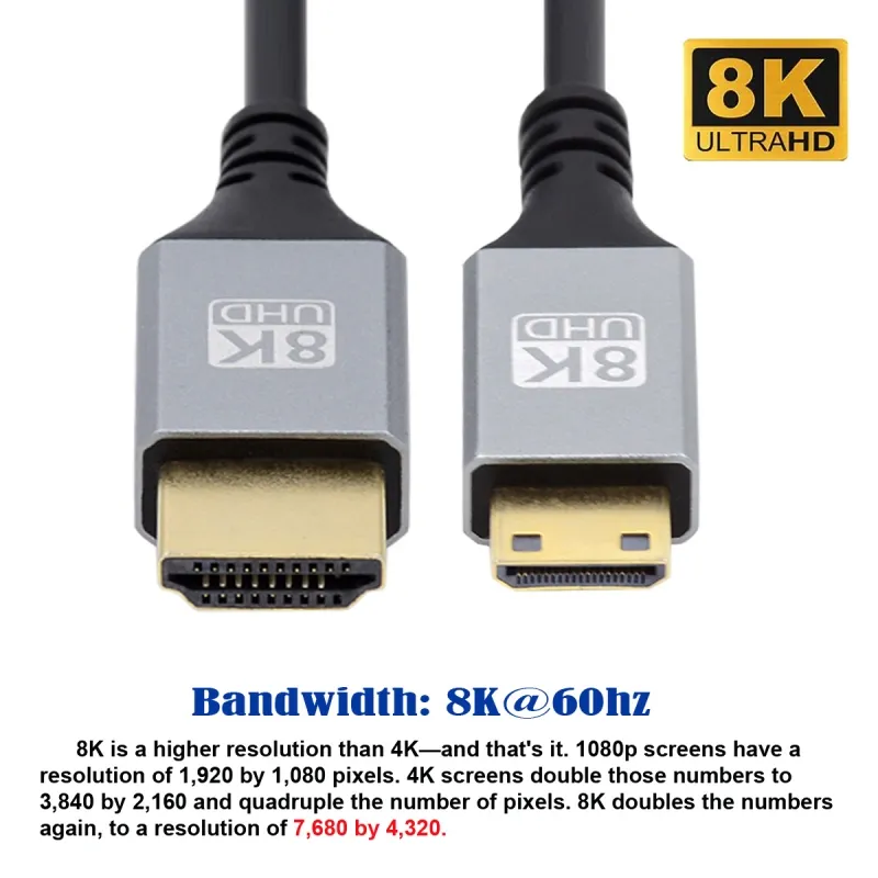 8KミニHDTV 2.1 超薄型HDTVケーブル 4K @6 - Mini Hdmi To Hdmi Cable Ultra Slim のレビューと価格