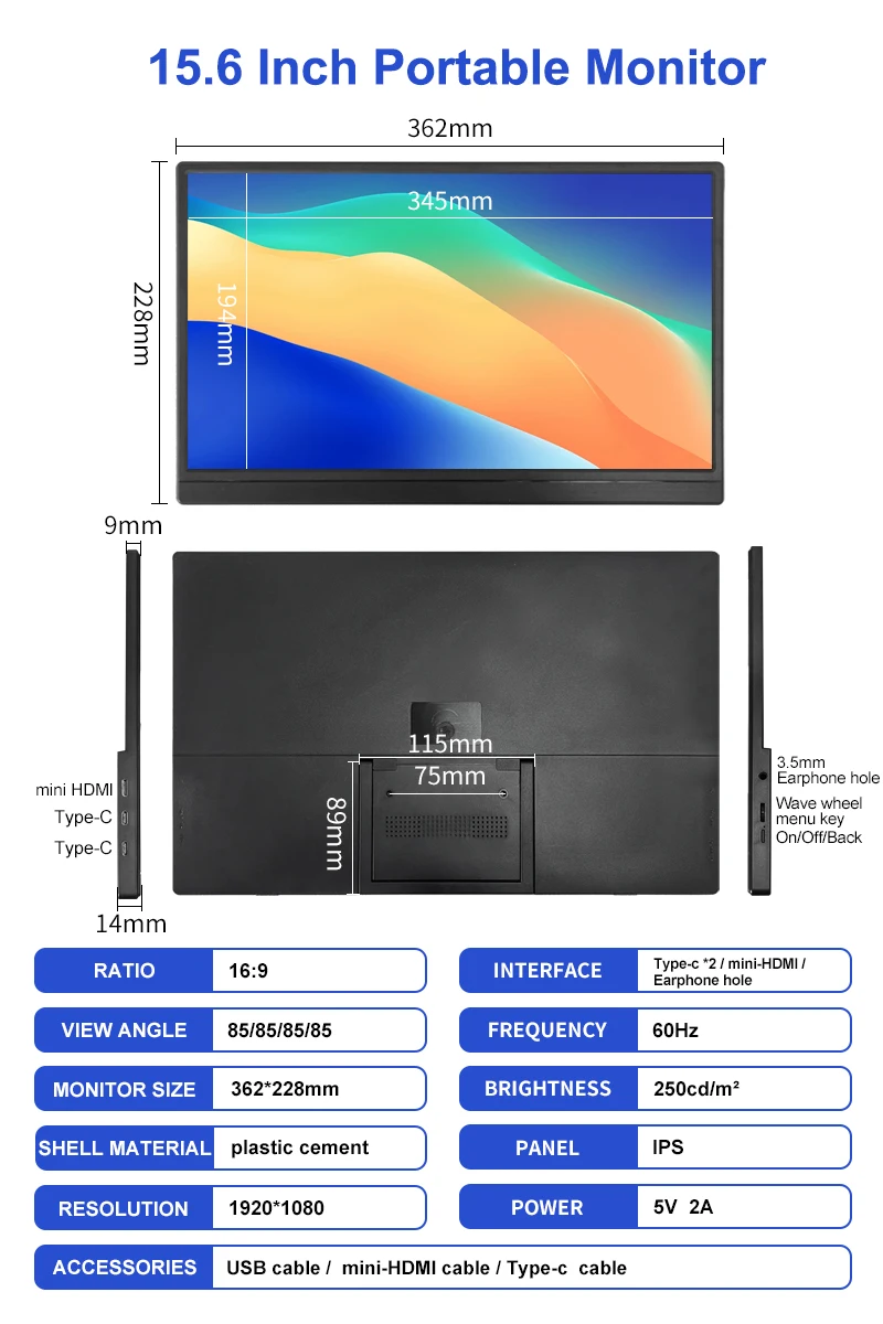 超軽量ポータブル 15.6 インチ 1920*1080P ゲ - Portable Monitor 15.6 Inch 1080P Type C のレビューと価格