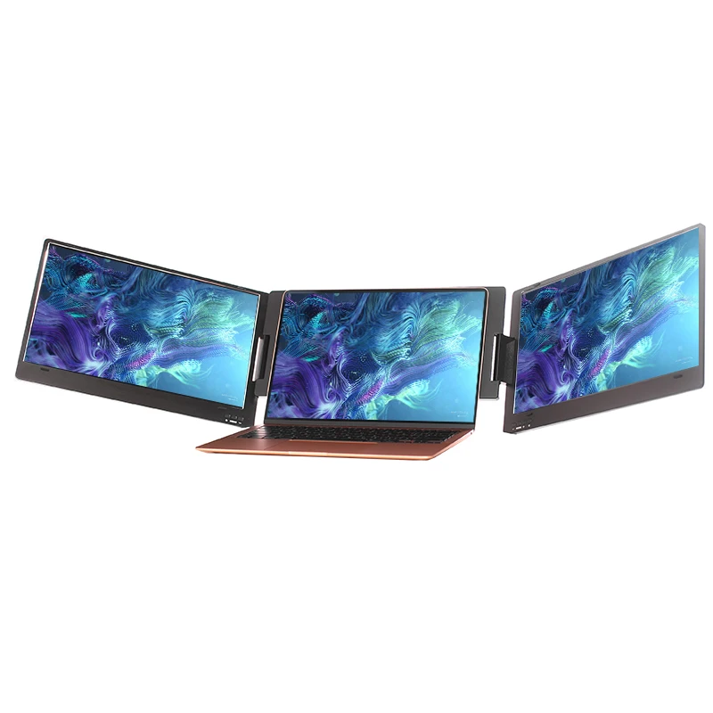 折りたたみ式デザインのポータブル15.6インチIPSパネル搭 - Triple Screen Laptop Monitor Foldable のレビューと価格
