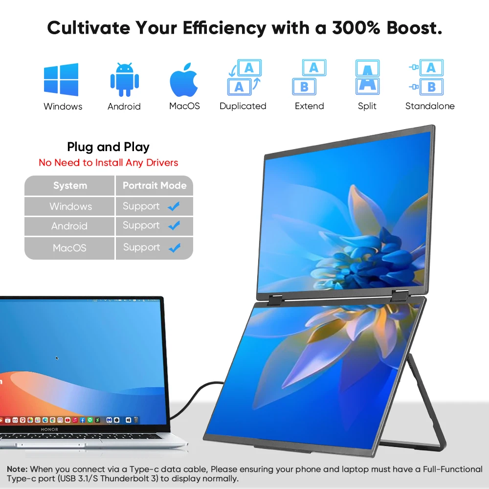 新品OEM LCDデュアルスクリーンポータブルモニター 15 - Portable Monitor 15.6 Inch 1080P Type C のレビューと価格