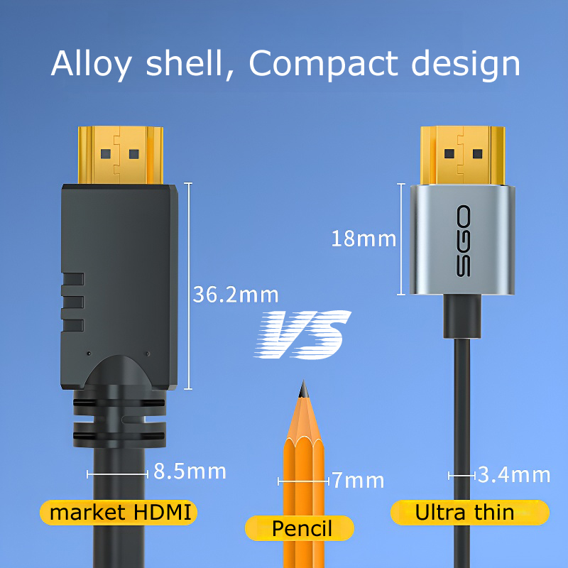 超薄型8K HDMI-HDMIケーブル 超スリムで柔軟なソフ - Mini Hdmi To Hdmi Cable Ultra Slim のレビューと価格