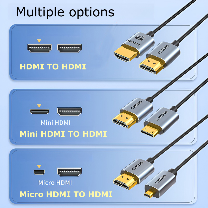 超薄型8K HDMI-HDMIケーブル 超スリムで柔軟なソフ - Mini Hdmi To Hdmi Cable Ultra Slim のレビューと価格