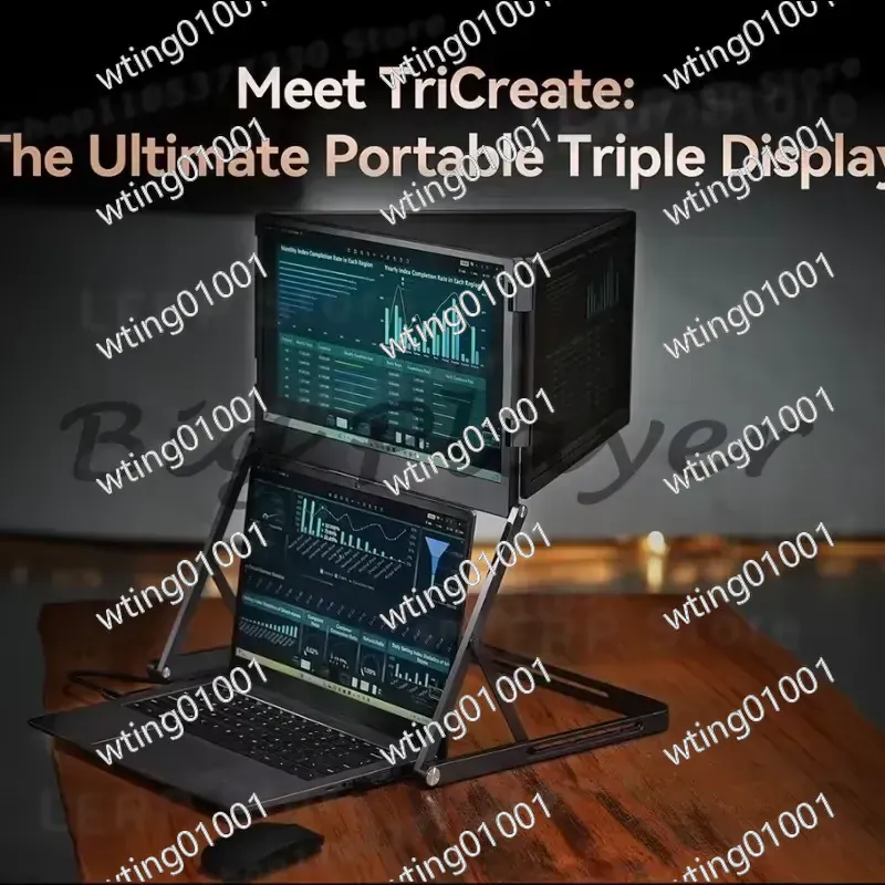 ノートパソコン用15.6インチ折りたたみ式トリプルスクリーン - Triple Screen Laptop Monitor Foldable のレビューと価格