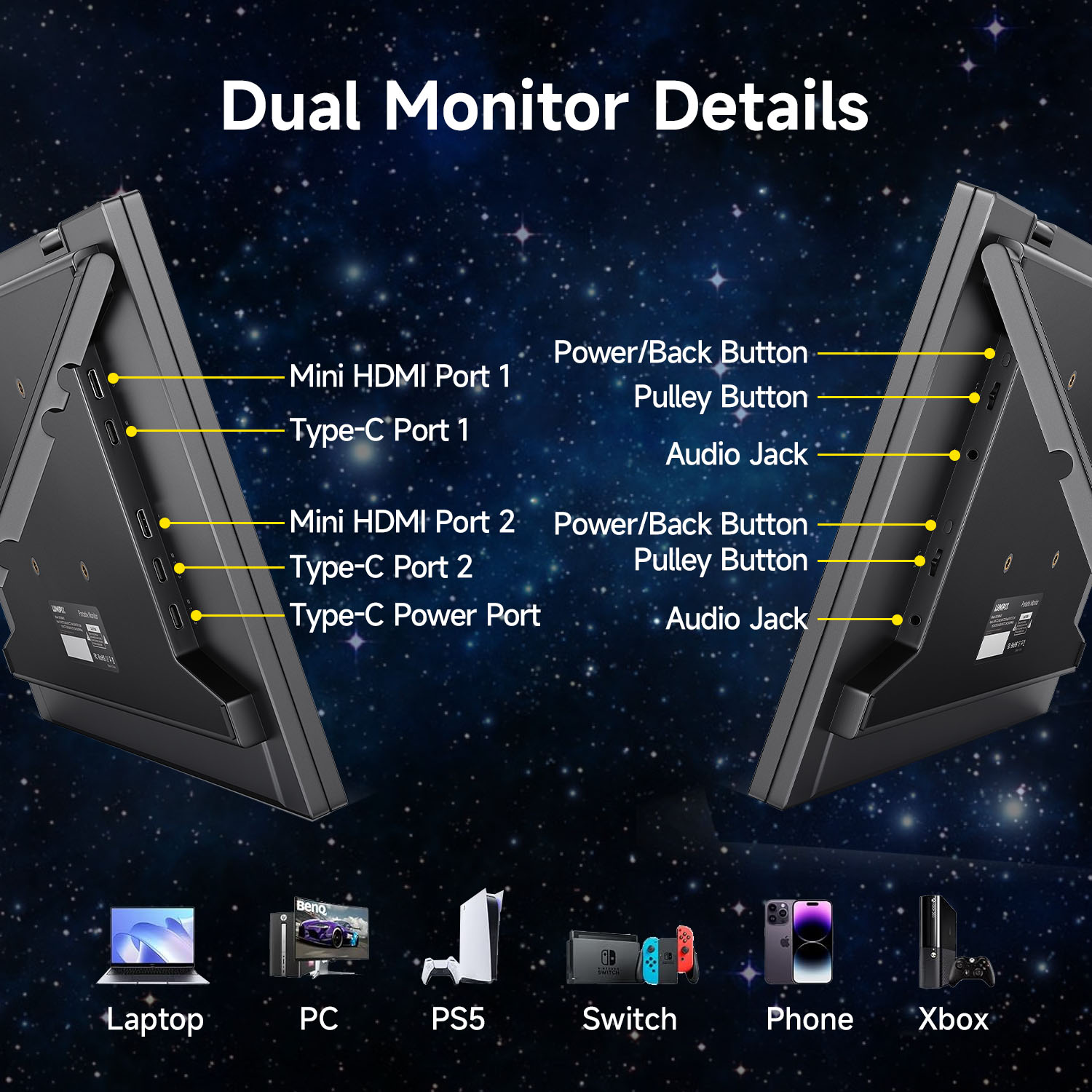 デュアルフォールドタイプCポータブルモニターは、15.6イン - Portable Monitor 15.6 Inch 1080P Type C のレビューと価格